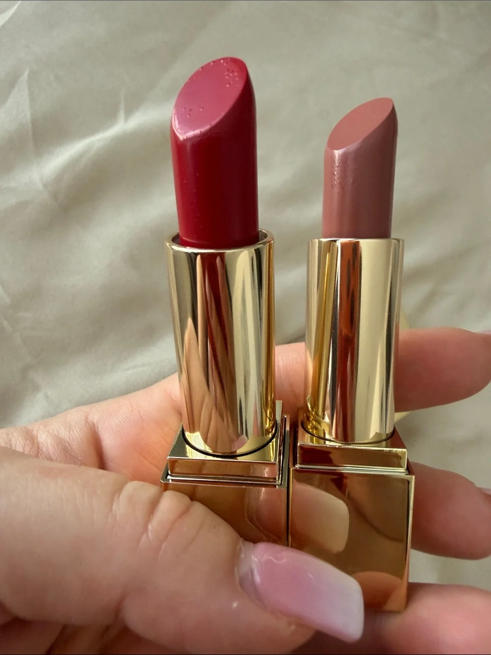 Estee Lauder Gold and Silver Compact Lipstick Duo Bundle of two